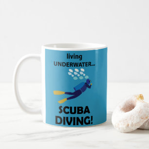 Caneca De Café Mergulho Autônomo Vivendo Submerso Mergulho Autôno