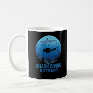 Caneca De Café Mergulho de tubarão mergulhando mergulhador extre