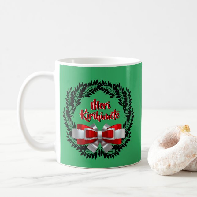 Caneca De Café Meri Kirihimete Maori para Feliz Natal (Com Donut)