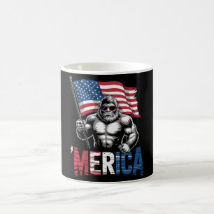 Caneca De Café Merica Bigfoot American Flag Patriótico 4 De Julho