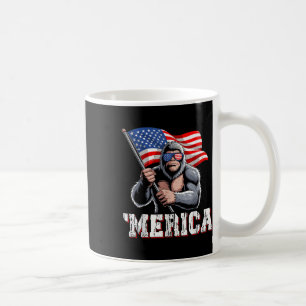 Caneca De Café Merica Bigfoot American Flag Patriótico Sasquatch