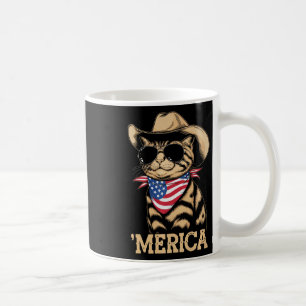 Caneca De Café Merica Cat Patriótica American Flag Cowboy Sungles