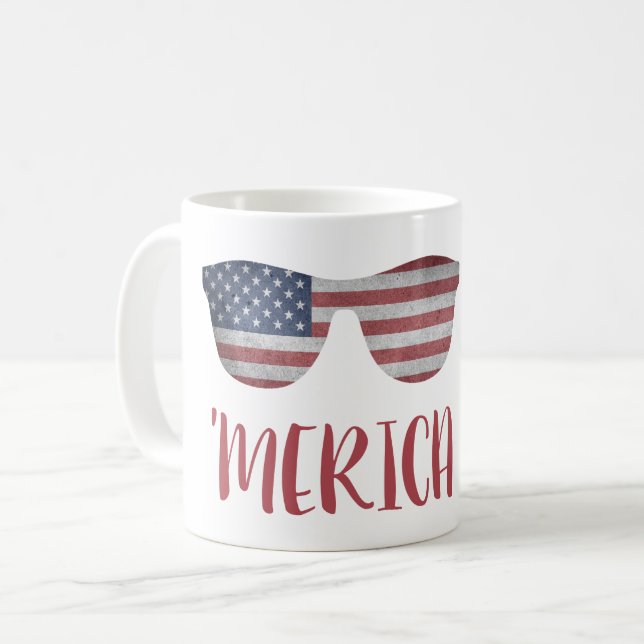 CANECA DE CAFÉ "MERICA COM ÓCULOS-UNHO AMERICANOS - EUA (Frente Esquerda)