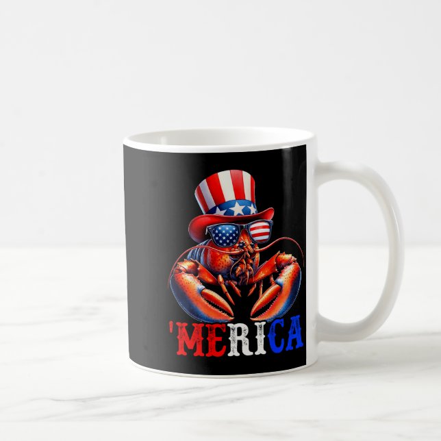 Caneca De Café Merica Lobster Patriotic 4th Of July Funny Kids Me (Direita)