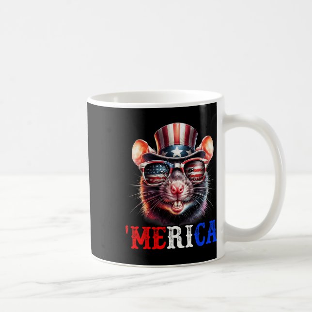 Caneca De Café Merica Rat Patriótico 4 de julho Crianças Engraçad (Direita)