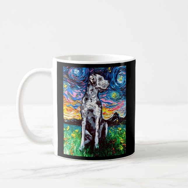 Caneca De Café Merle Great Dane Starry Night Impressionista Cão P (Esquerda)