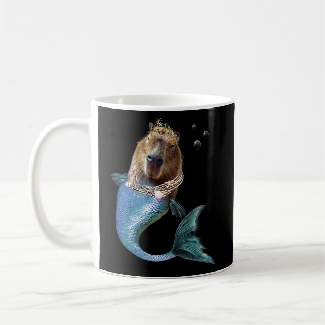 Caneca De Café Mermaid Capybara Mercapybara Cute Meme (Esquerda)