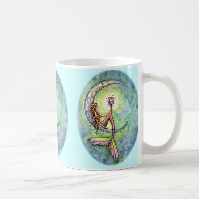 Caneca de Café Mermaid Moon por Molly Harrison (Direita)