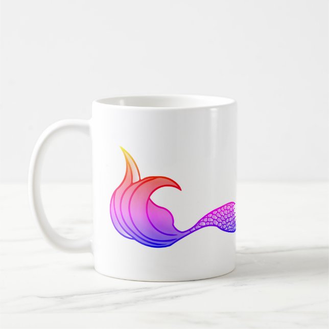 Caneca De Café Mermaid Tail no arco-íris festivo de cor (Esquerda)