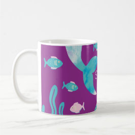 Caneca De Café Mermaid Under the Sea Pastel Purple