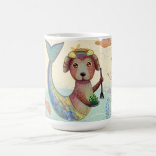 Caneca De Café mermid dog watercolor