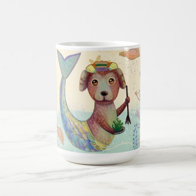Caneca De Café mermid dog watercolor (Centro)