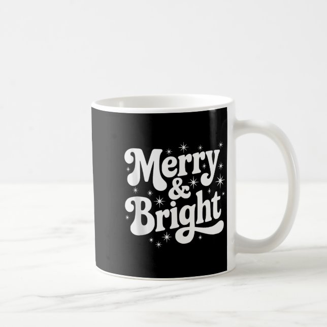 Caneca De Café Merry &amp; Bright Retro Christmas Groovy Holiday  (Direita)
