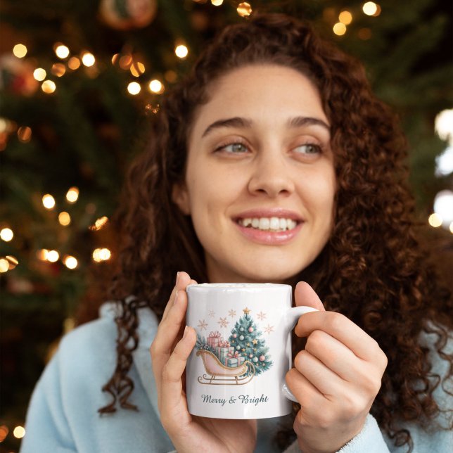 Caneca De Café Merry & Bright Christmas Holiday (Criador carregado)