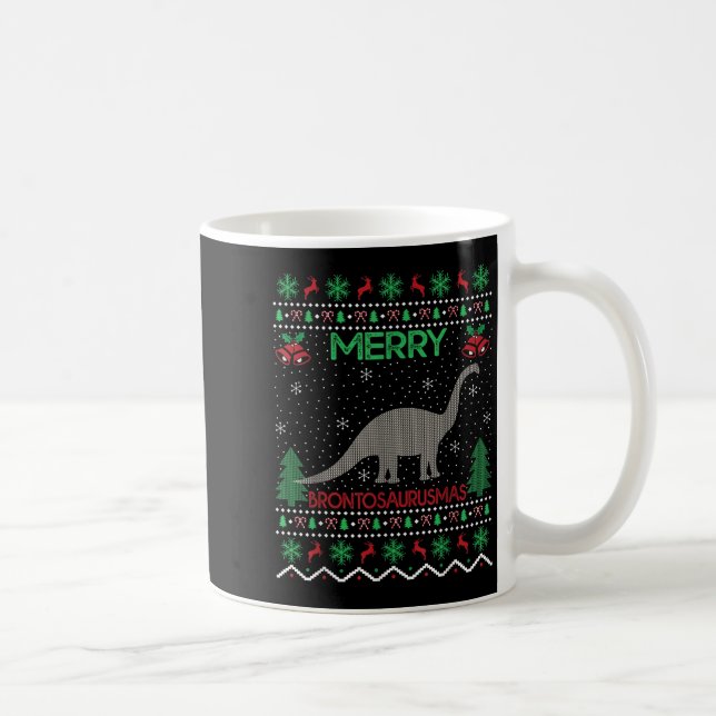 Caneca De Café Merry Brontosaurus Xmas Gift Ugly Brontosaurus Chr (Direita)