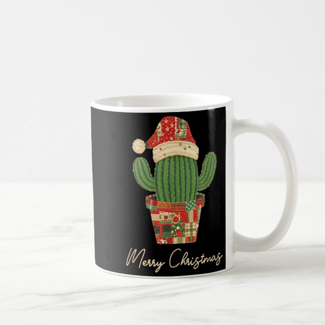 Caneca De Café Merry Christmas Cactus Patchwork Quilt  (Direita)