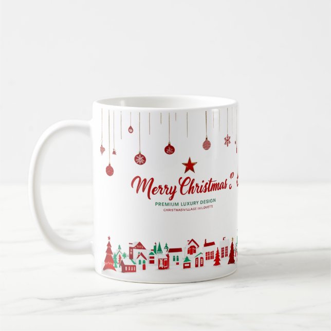 Caneca De Café Merry Christmas Classic Mug – Red & Green Village  (Esquerda)