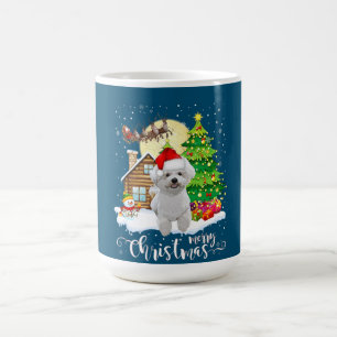 Caneca De Café Merry Christmas Cute Bichon Frise Santa With Xmas