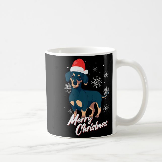 Caneca De Café Merry Christmas Dachshund Santa Claus Xmas New Yea (Direita)