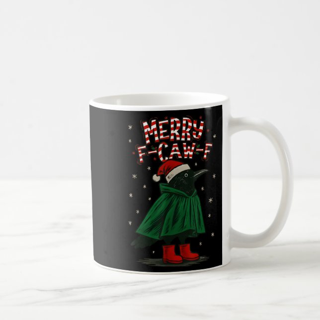 Caneca De Café Merry Christmas F-caw-f Crow Santa Black Bird Xmas (Direita)