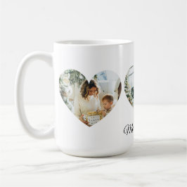Caneca De Café Merry Christmas Family Photo Collage Heart Mug