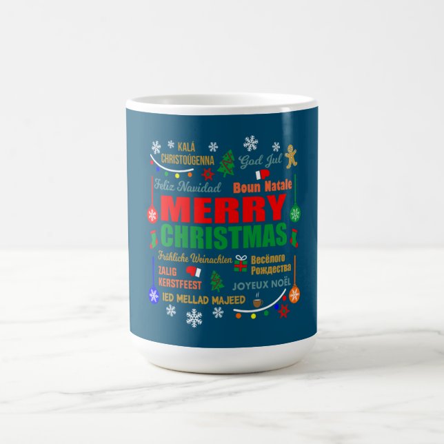 Caneca De Café Merry Christmas In Different Languages Xmas (Centro)