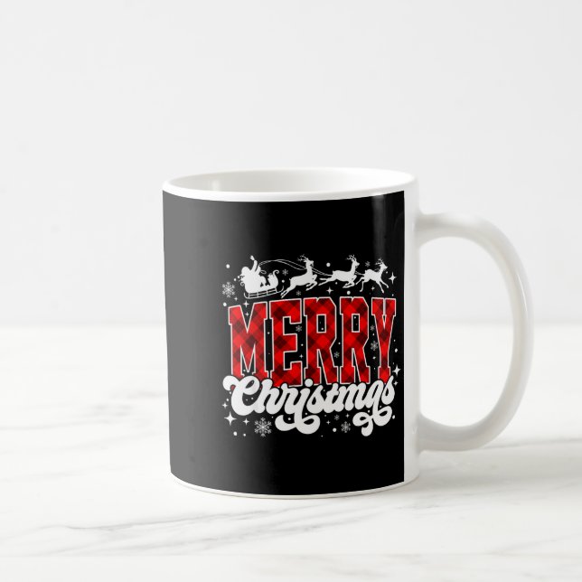 Caneca De Café Merry Christmas Lights Santa Hat Xmas Family Match (Direita)