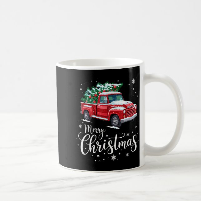 Caneca De Café Merry Christmas Red Truck Family Matching Christma (Direita)