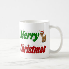 Caneca De Café Merry Christmas Reindeer red green half-pografia