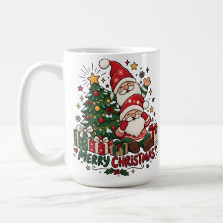 Caneca De Café Merry Christmas Santa & Christmas Tree Holiday Des