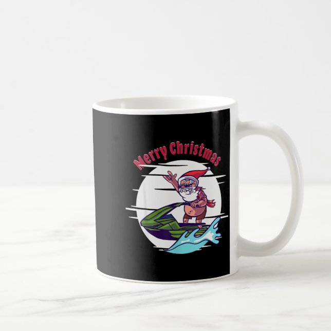 Caneca De Café Merry Christmas Santa Jet Ski Watersrts  (Direita)