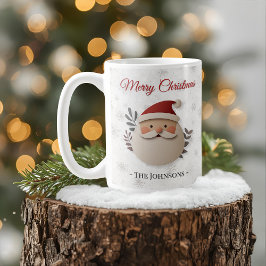Caneca De Café Merry Christmas Santa – Personalized Name Holiday