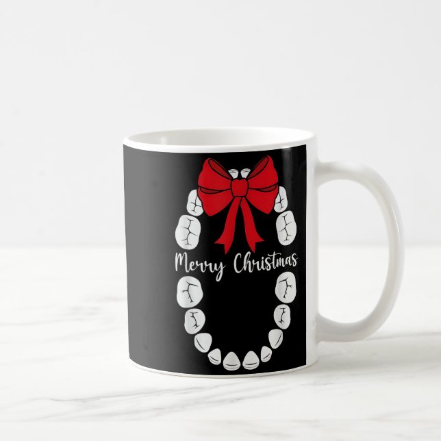 Caneca De Café Merry Christmas Teeth Wreath Dental Christmas Shir (Direita)