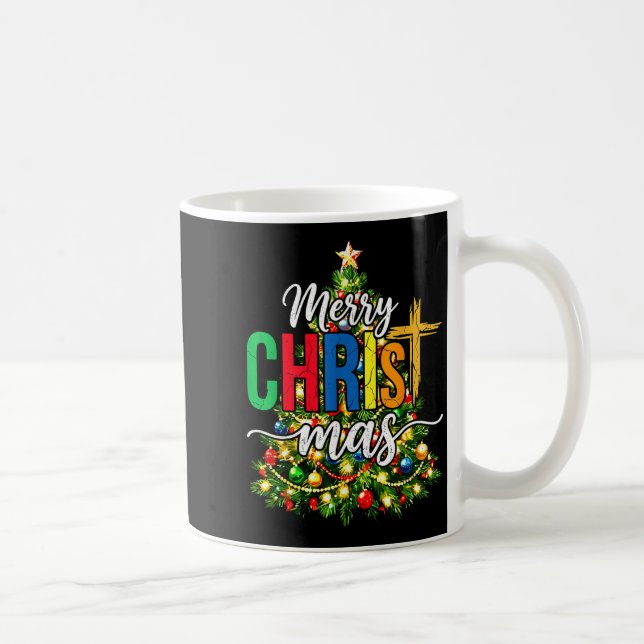 Caneca De Café Merry Christmas Tree Christian Xmas  (Direita)