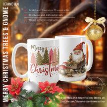 Merry Christmas Trees & Gnomo Cerâmica Mug