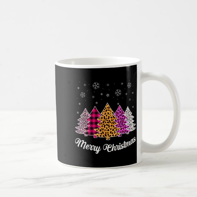 Caneca De Café Merry Christmas Trees Leopard Nk Shirt For Women G (Direita)