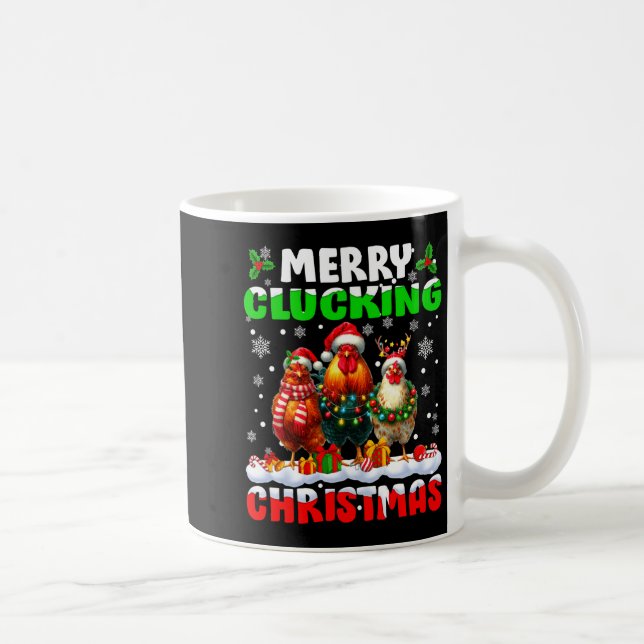 Caneca De Café Merry Clucking Christmas Funny Chicken Santa Hat X (Direita)