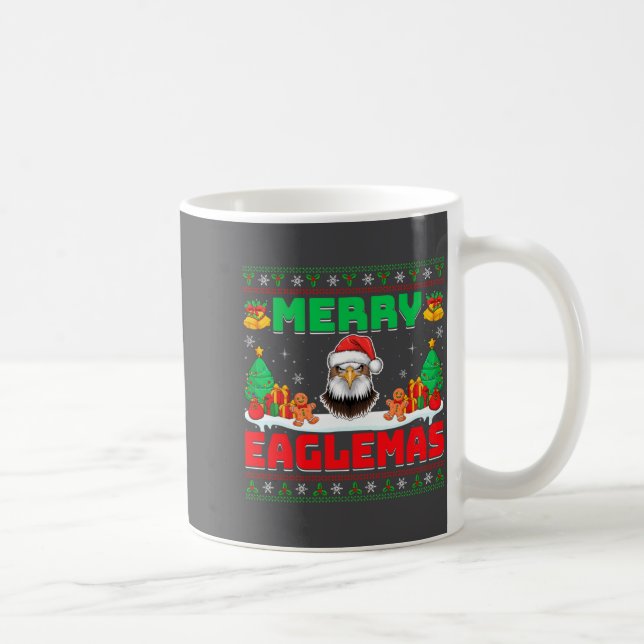 Caneca De Café Merry Eaglemas - Eagle Wearing Santa Hat Ugly Chri (Direita)