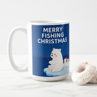Caneca De Café Merry Fishing Christmas – Cute Polar Bear&Snowmen