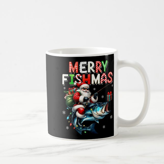 Caneca De Café Merry Fishmas Santa Fishing Lovers Funny Fisherman (Direita)