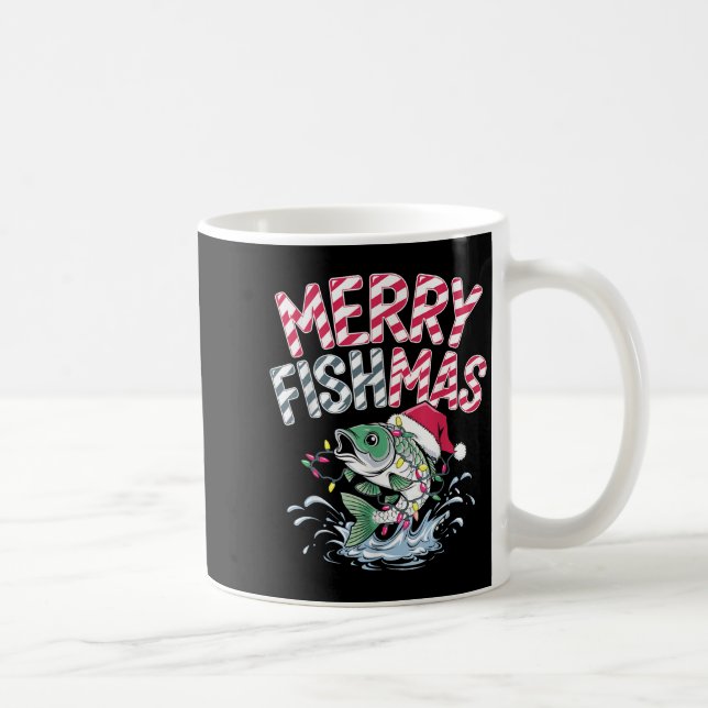 Caneca De Café Merry Fishmas Santa Fishing Lovers Funny Fisherman (Direita)