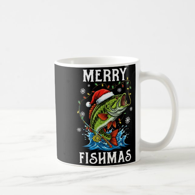 Caneca De Café Merry Fishmas Santa Fishing Lovers Funny Fisherman (Direita)