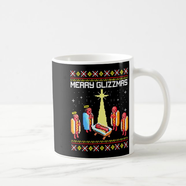 Caneca De Café Merry Glizzmas Tacky Funny Merry Christmas Hotdogs (Direita)