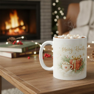 Caneca De Café Merry Hearth Christmas Mug - Festive Cocoa and Gif