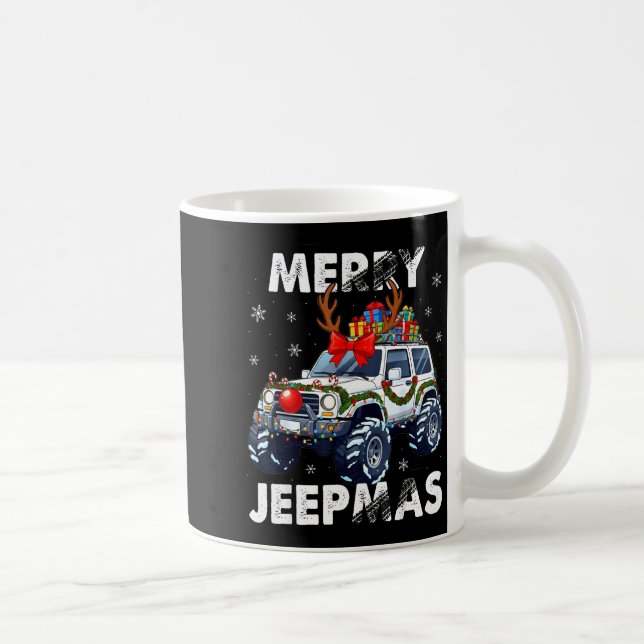 Caneca De Café Merry Jeepmas Ugly Light Reindeer Christmas  (Direita)