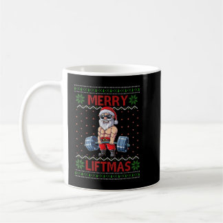 Caneca De Café Merry Liftmas Ugly Christmas Santa Claus Gym Worko