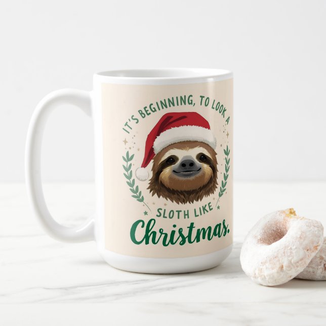 Caneca De Café Merry Slothmas, Coffee Mug (Com Donut)