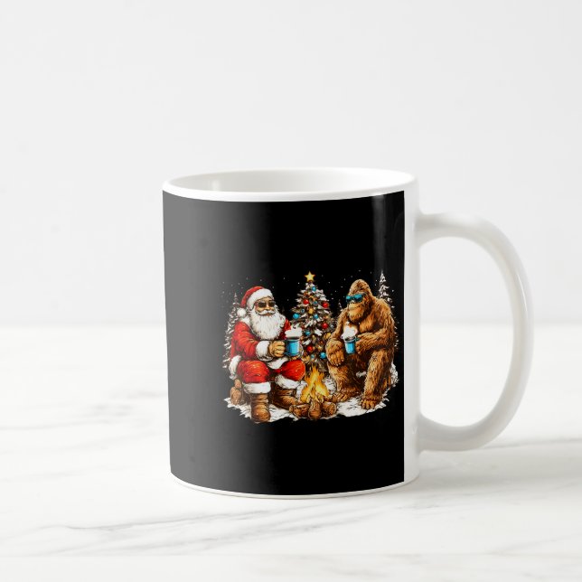 Caneca De Café Merry Squatchmas Santa Bigfoot Campfire Mens Boys  (Direita)
