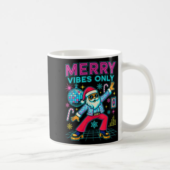 Caneca De Café Merry Vibes Only Santa Christmas Disco Retro 70s 8 (Direita)