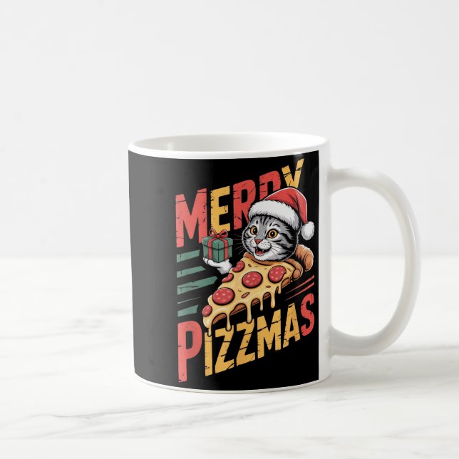 Caneca De Café Merry Zzmas Christmas Cat Funny Zza Lover Xmas Cat (Direita)